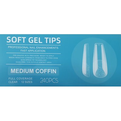 Soft Gel Tips Medium Coffin 12 Sizes 240pcs