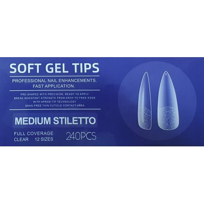 Soft Gel Tips Medium Stiletto 12 Sizes 240pcs