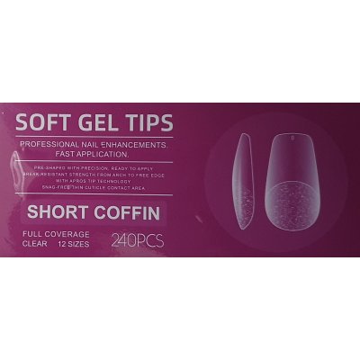 Soft Gel Tips Short Coffin 12 Sizes 240pcs