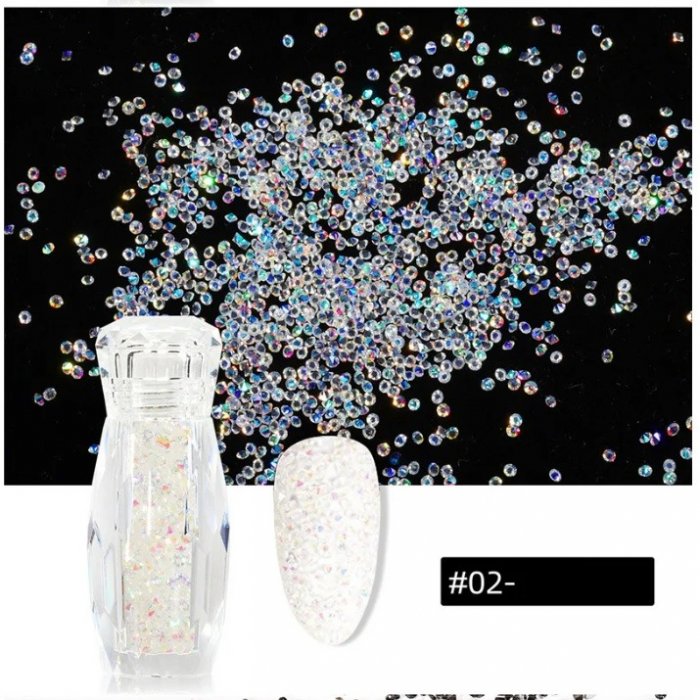 Στρας Nυχιών Τύπου Swarovski Διάφανα Ιριδίζον Mini 02