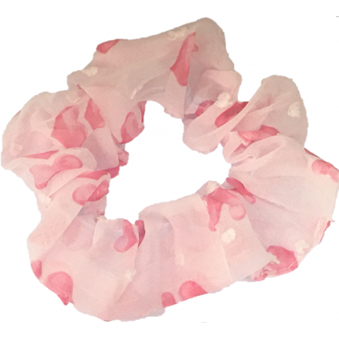 Scrunchie Pink With Hearts