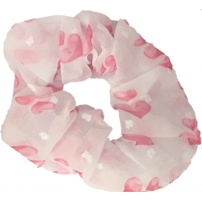 Scrunchie Light Pink With Hearts