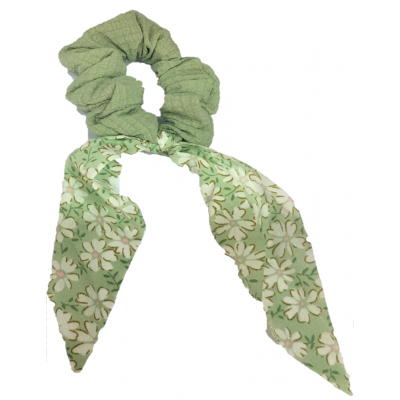 Green Scrunchie With Tail No1