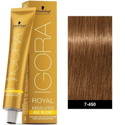 Schwarzkopf Professional Igora Royal Absolutes 7-450 Ξανθό Μεσαίο Μπεζ Χρυσό 60ml