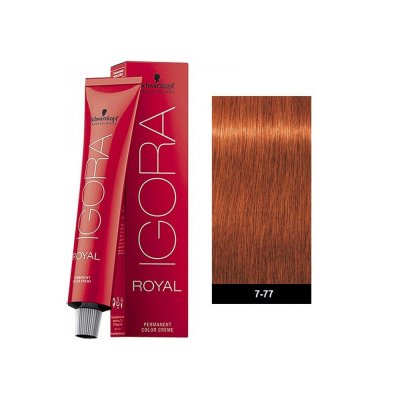 Schwarzkopf Professional Igora Royal 7-77 Ξανθό Μεσαίο Έντονο Χάλκινο 60ml