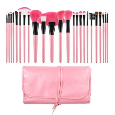 Σετ 24 πινέλων επαγγελματικού μακιγιάζ Pink & Black Tools for Beauty Mimo
