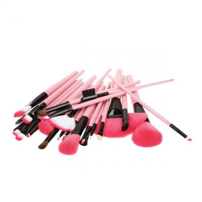 Σετ 24 πινέλων επαγγελματικού μακιγιάζ Pink & Black Tools for Beauty Mimo