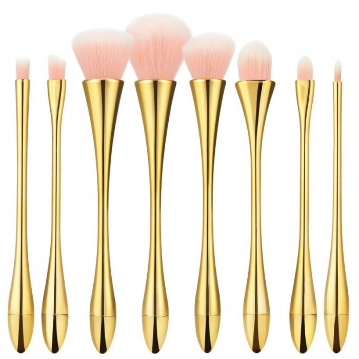 Σετ 8 πινέλων μακιγιάζ Golden Handle Tools for Beauty Mimo