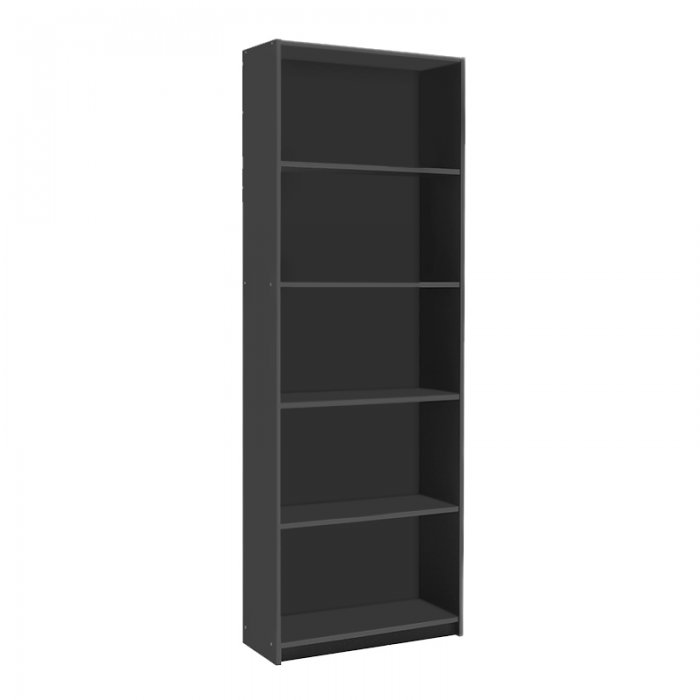 Βιβλιοθήκη μελαμίνης Max Megapap χρώμα ανθρακί 58x23x170εκ.