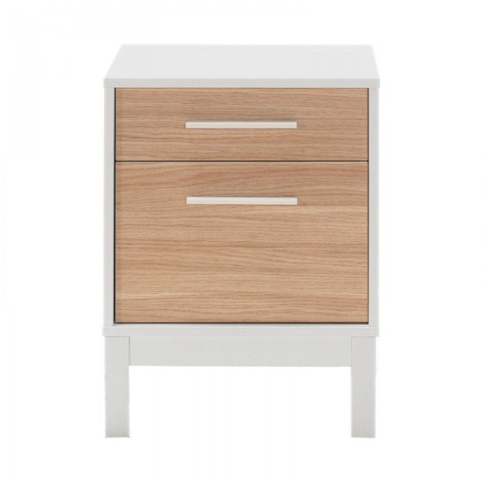 Κομοδίνο London Megapap χρώμα λευκό - oak 45x41x60εκ.
