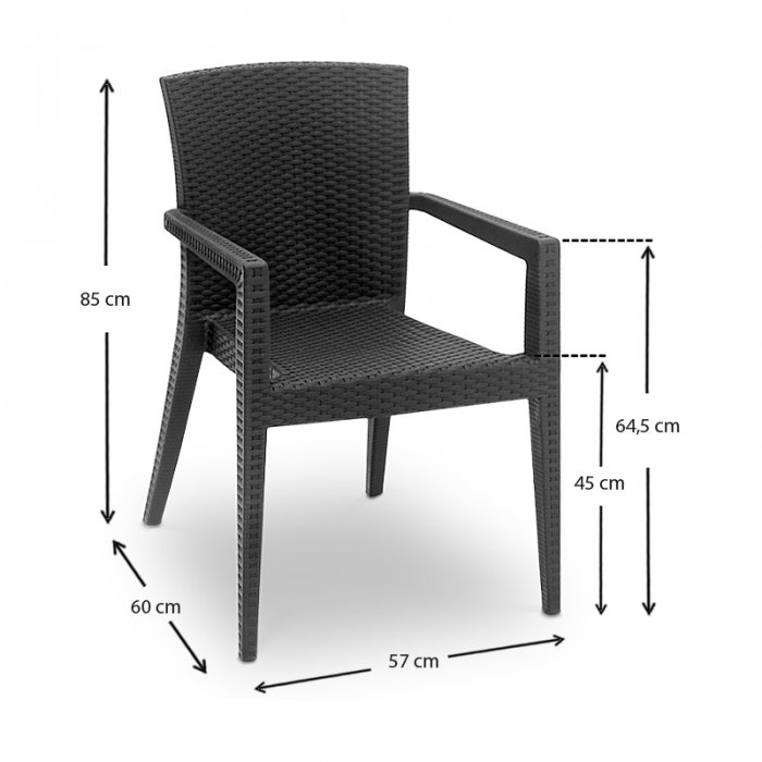 Πολυθρόνα κήπου Bali Megapap από PP χρώμα ανθρακί 57x60x85εκ.