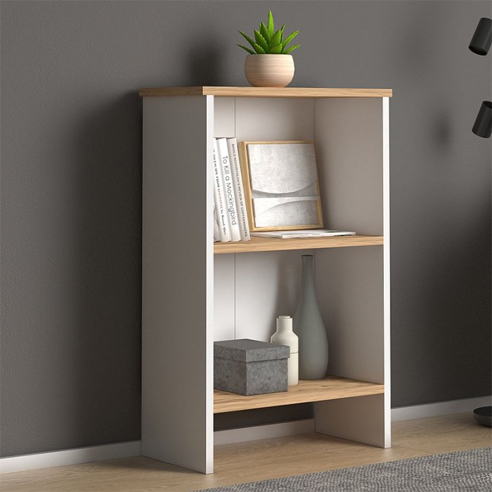 Βιβλιοθήκη Flora Megapap χρώμα white - oak 52x25x80εκ.