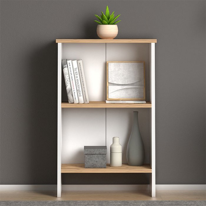 Βιβλιοθήκη Flora Megapap χρώμα white - oak 52x25x80εκ.