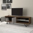 Έπιπλο τηλεόρασης Foot Megapap χρώμα καρυδί - λευκό 160x35x49εκ.