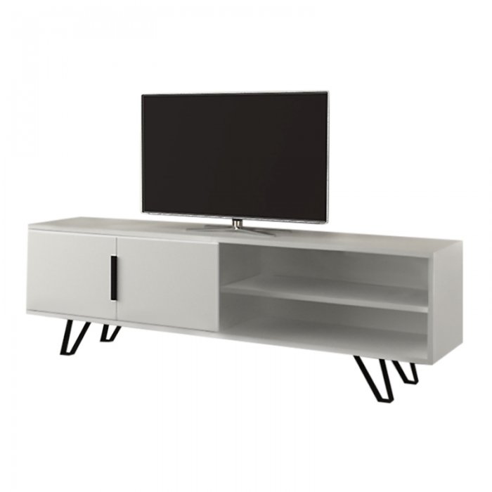 Έπιπλο τηλεόρασης Foot Megapap χρώμα λευκό 160x35x49εκ.