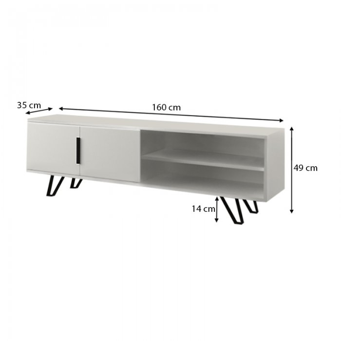 Έπιπλο τηλεόρασης Foot Megapap χρώμα λευκό 160x35x49εκ.