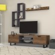 Σύνθεση τηλεόρασης Lonsa Megapap χρώμα καρυδί - γκρι 160x35x40εκ.