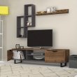Σύνθεση τηλεόρασης Lonsa Megapap χρώμα καρυδί - γκρι 160x35x40εκ.
