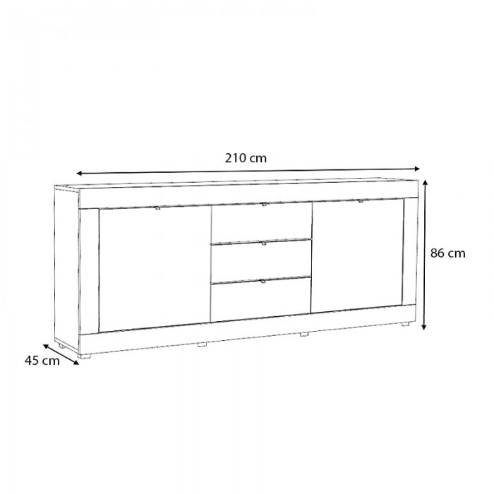 Μπουφές μελαμίνης Ocean Megapap χρώμα λευκό 210x45x86εκ.