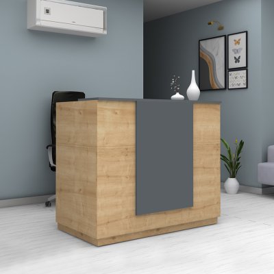Γραφείο reception Gemini Megapap χρώμα φυσικό οξιάς - ανθρακί 150x70x110εκ.
