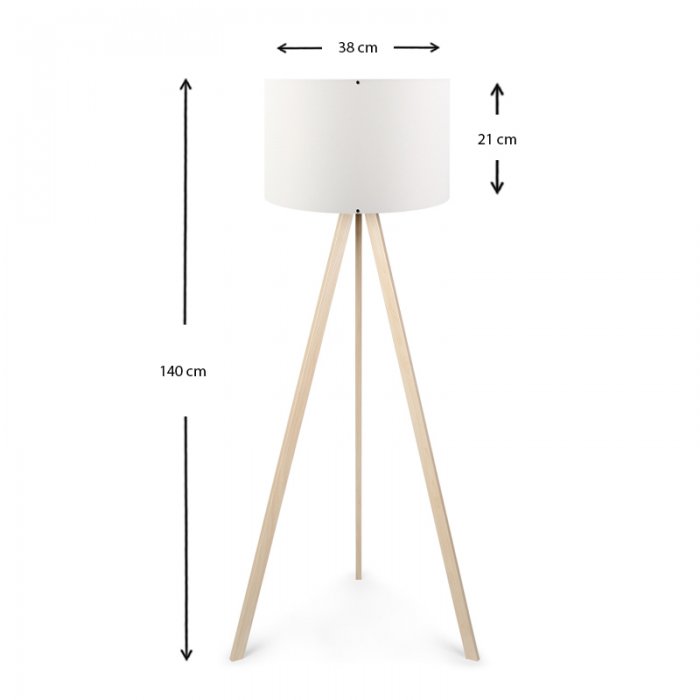 Φωτιστικό δαπέδου Rosling Megapap Mdf/ύφασμα Pvc χρώμα φυσικό/λευκό 38x21x140εκ.