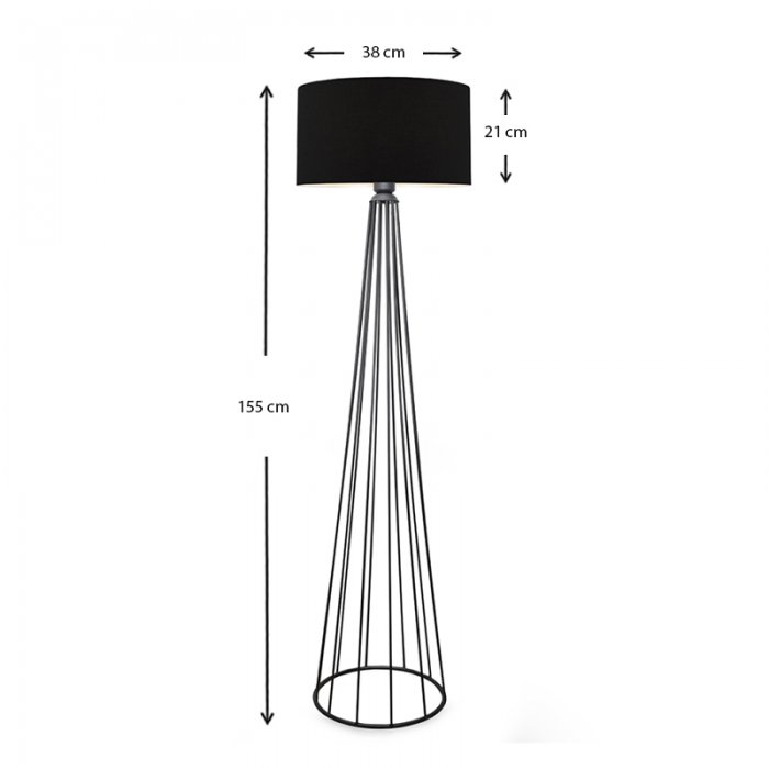 Φωτιστικό δαπέδου Faraday Megapap μέταλλο/ύφασμα χρώμα μαύρο 38x21x155εκ.