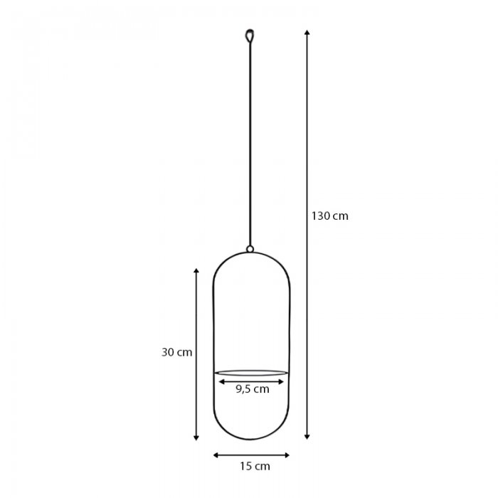 Βάση - ζαρντινιέρα κρεμαστή μεταλλική για φυτά εσωτερικού και εξωτερικού χώρου χρώμα μαύρο Φ15εκ.