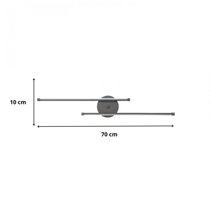 Απλίκα τοίχου Led Frode Megapap μεταλλική χρώμα μαύρο 70x10x10εκ.