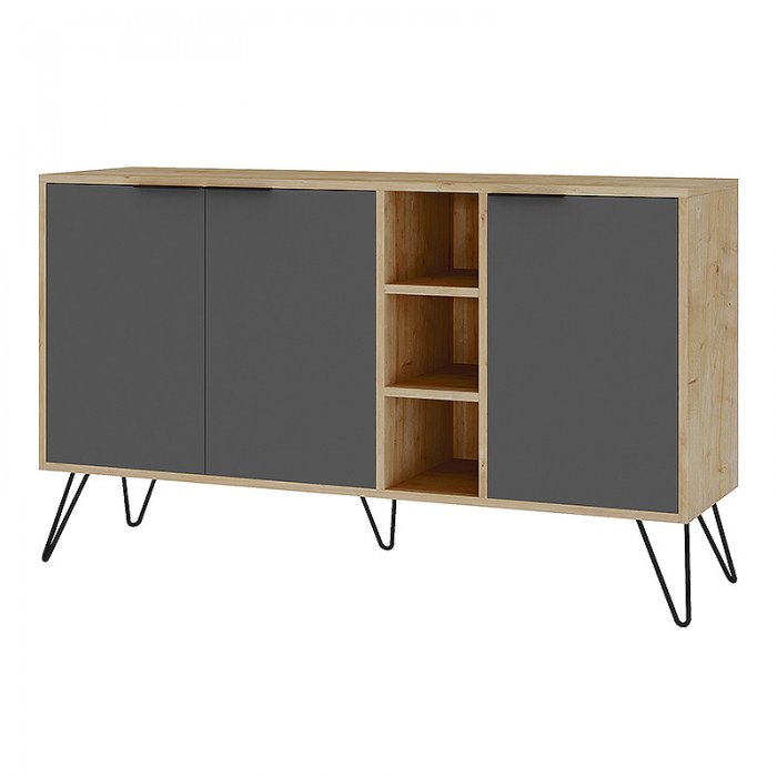 Μπουφές Clara Megapap χρώμα φυσικό οξιάς - ανθρακί 142x35,6x83εκ.