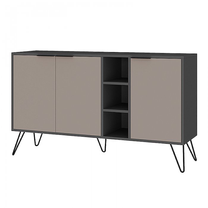 Μπουφές Clara Megapap χρώμα ανθρακί - ανοιχτή μόκα 142x35,6x83εκ.