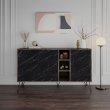 Μπουφές Clara Megapap χρώμα dark coffee - μαύρο εφέ μαρμάρου 142x35,6x83εκ.