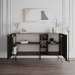 Μπουφές Clara Megapap χρώμα dark coffee - μαύρο εφέ μαρμάρου 142x35,6x83εκ.