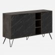 Μπουφές Clara Megapap χρώμα dark coffee - μαύρο εφέ μαρμάρου 142x35,6x83εκ.