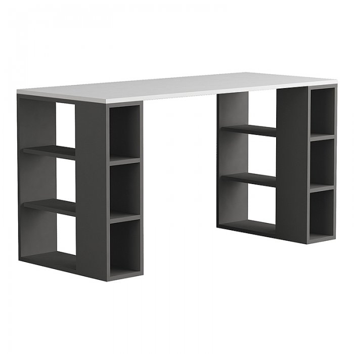 Γραφείο εργασίας Colmar Megapap χρώμα ανθρακί - λευκό 140x60x75εκ