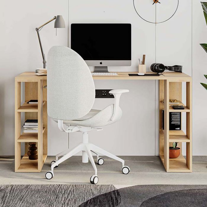Γραφείο εργασίας Colmar Megapap χρώμα sapphire oak 140x60x75εκ