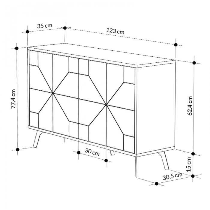 Μπουφές Dune Megapap χρώμα φυσικό οξιάς 123x35x77,4εκ.