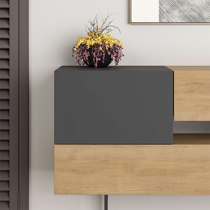 Μπουφές Eros Megapap φυσικό οξιάς - ανθρακί 145x40x82εκ.