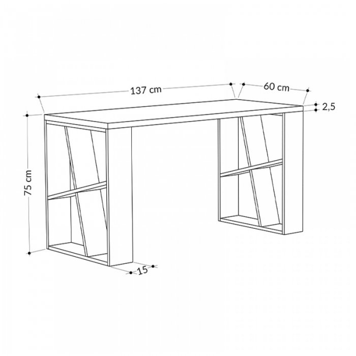Γραφείο εργασίας Honey Megapap χρώμα λευκό - ανθρακί 137x60x75εκ