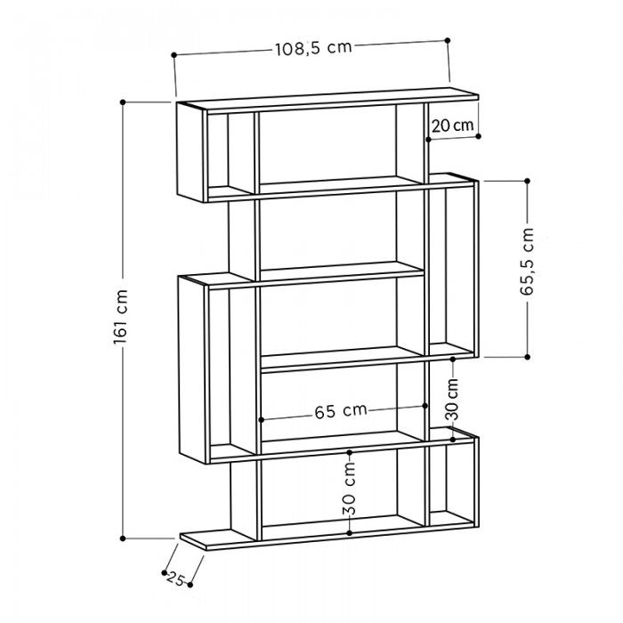 Βιβλιοθήκη Mito Megapap χρώμα λευκό 108x25x161εκ.