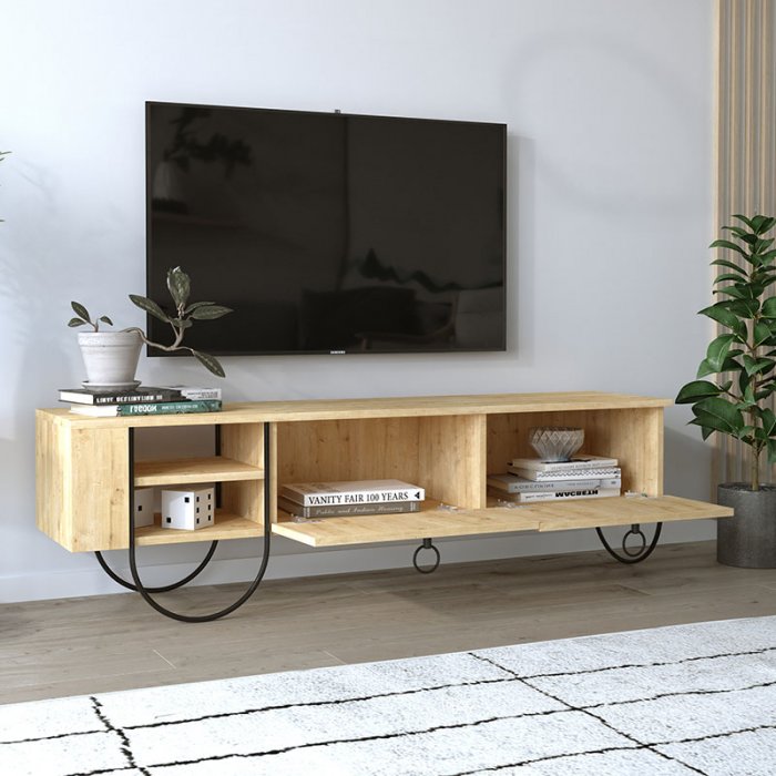 Έπιπλο τηλεόρασης Norfolk Megapap χρώμα φυσικό οξιάς 151x35x43εκ.
