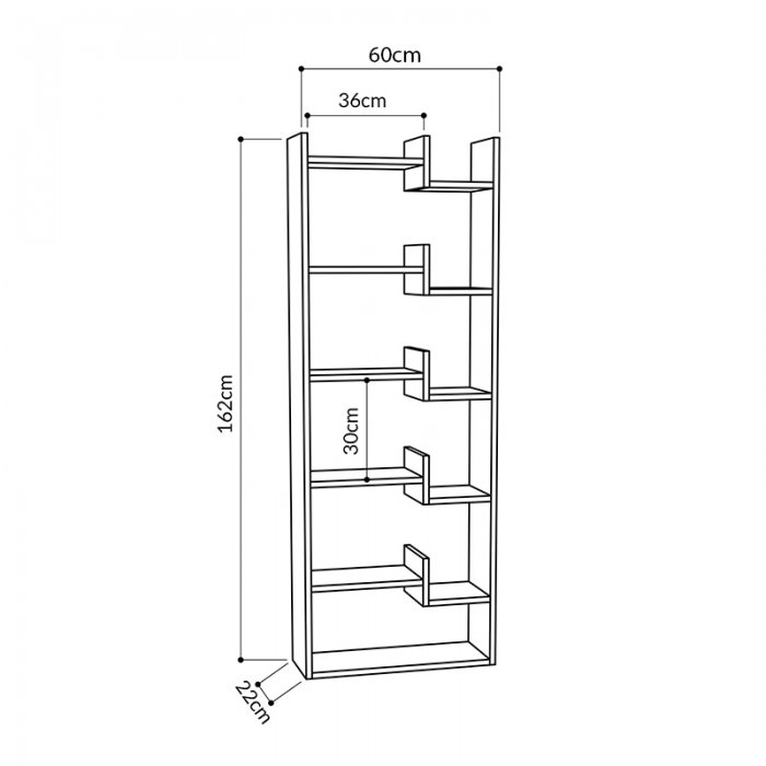 Βιβλιοθήκη Oppa Megapap χρώμα λευκό 60x22x162εκ.