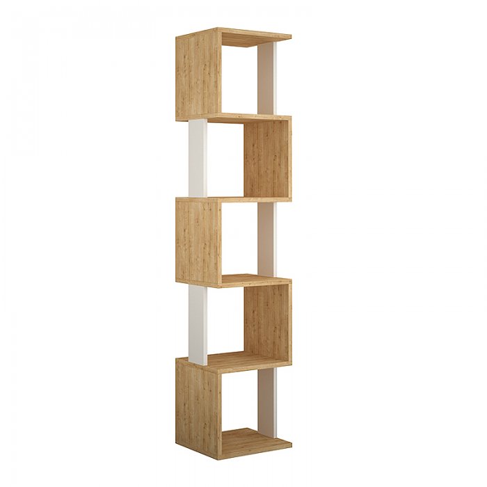 Βιβλιοθήκη Piri Megapap χρώμα φυσικό οξιάς/λευκό 35x30x161εκ.