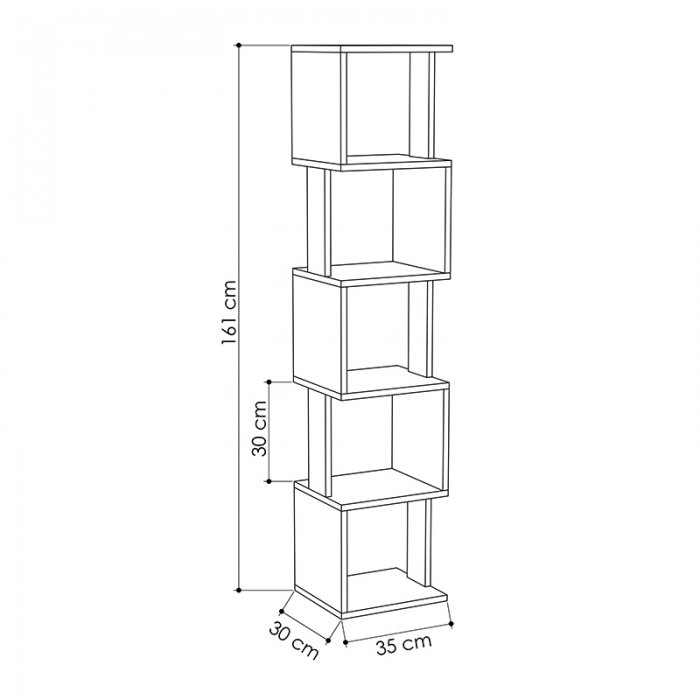 Βιβλιοθήκη Piri Megapap χρώμα φυσικό οξιάς/λευκό 35x30x161εκ.