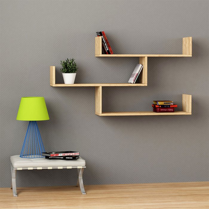 Ραφιέρα τοίχου Tibet Megapap χρώμα φυσικό οξιάς 119x22x66εκ.