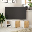 Έπιπλο τηλεόρασης γωνιακό Compact Megapap χρώμα λευκό - φυσικό οξιάς 94,2x90,6x31,4εκ.