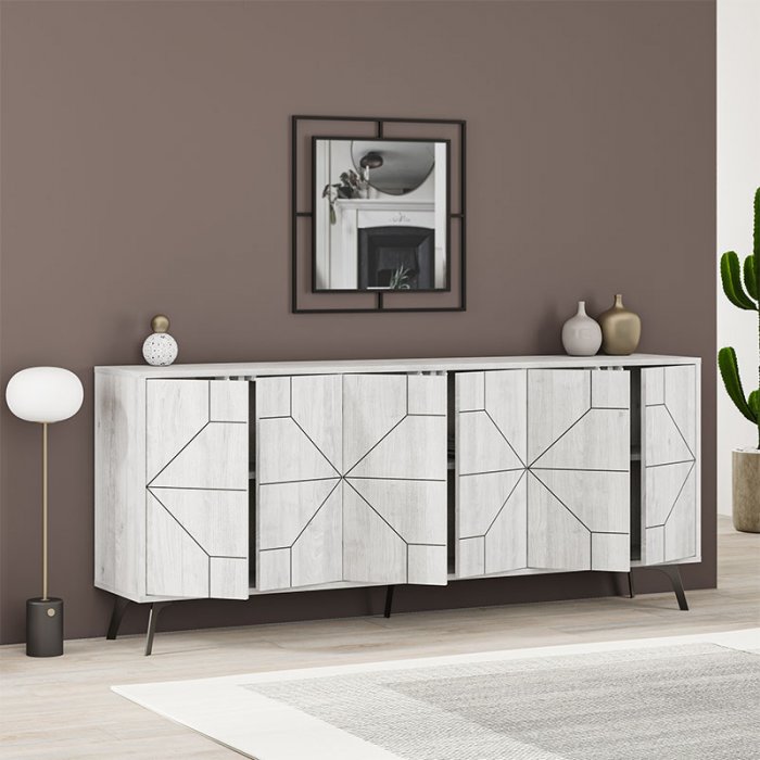 Μπουφές Dune Megapap χρώμα λευκό αντικέ 184x35x77,4εκ.
