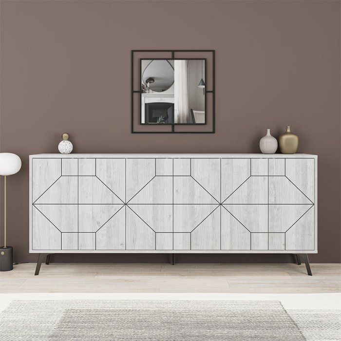 Μπουφές Dune Megapap χρώμα λευκό αντικέ 184x35x77,4εκ.