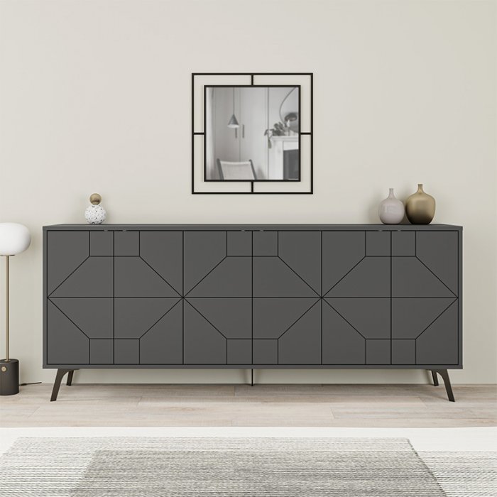 Μπουφές Dune Megapap χρώμα ανθρακί 184x35x77,4εκ.