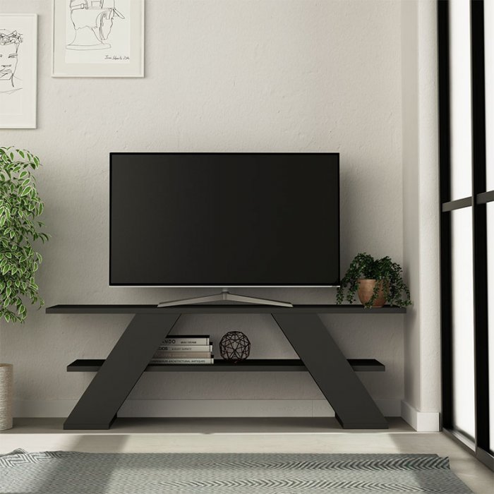 Έπιπλο τηλεόρασης Farfalla Megapap χρώμα ανθρακί 120x33,5x40εκ.