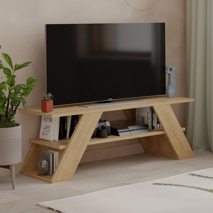 Έπιπλο τηλεόρασης Farfalla Megapap χρώμα φυσικό οξιάς 120x33,5x40εκ.